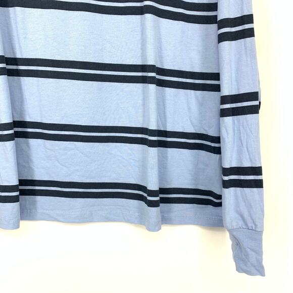 ASOS Design Long Sleeve Crew Neck T-Shirt Womens Sz 6 Blue Navy Two Tone Stripe - Picture 5 of 7